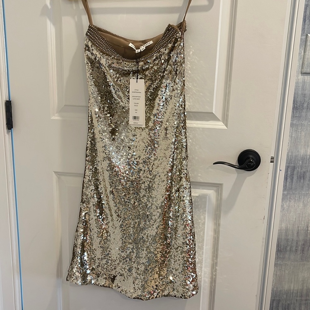 Veronica Beard Gold Sequin Skirt